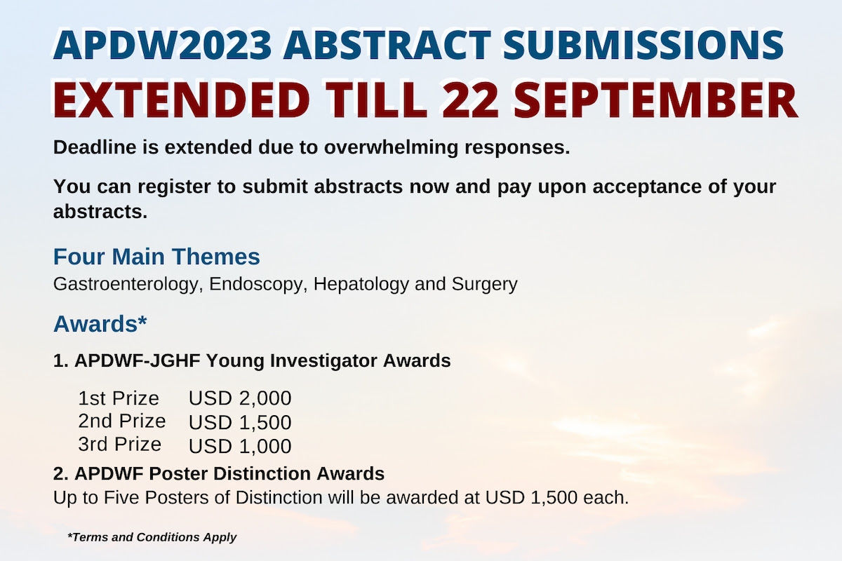 APDW 2023 Abstract Submissions EXTENDED TILL 22 SEPTEMBER สมาคมโรคตับ